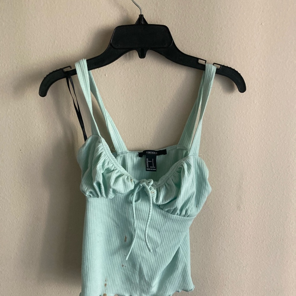 Light Blue Ribbed Women's Top